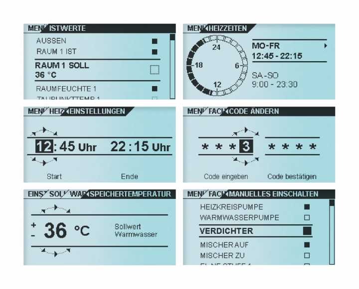 Heat pump control FES Komfort - Product design, User Interface